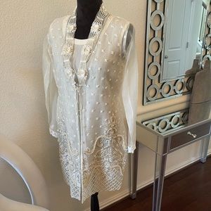 Pakistani/Indian beautiful embroidered/embellished organza top S/M.  New